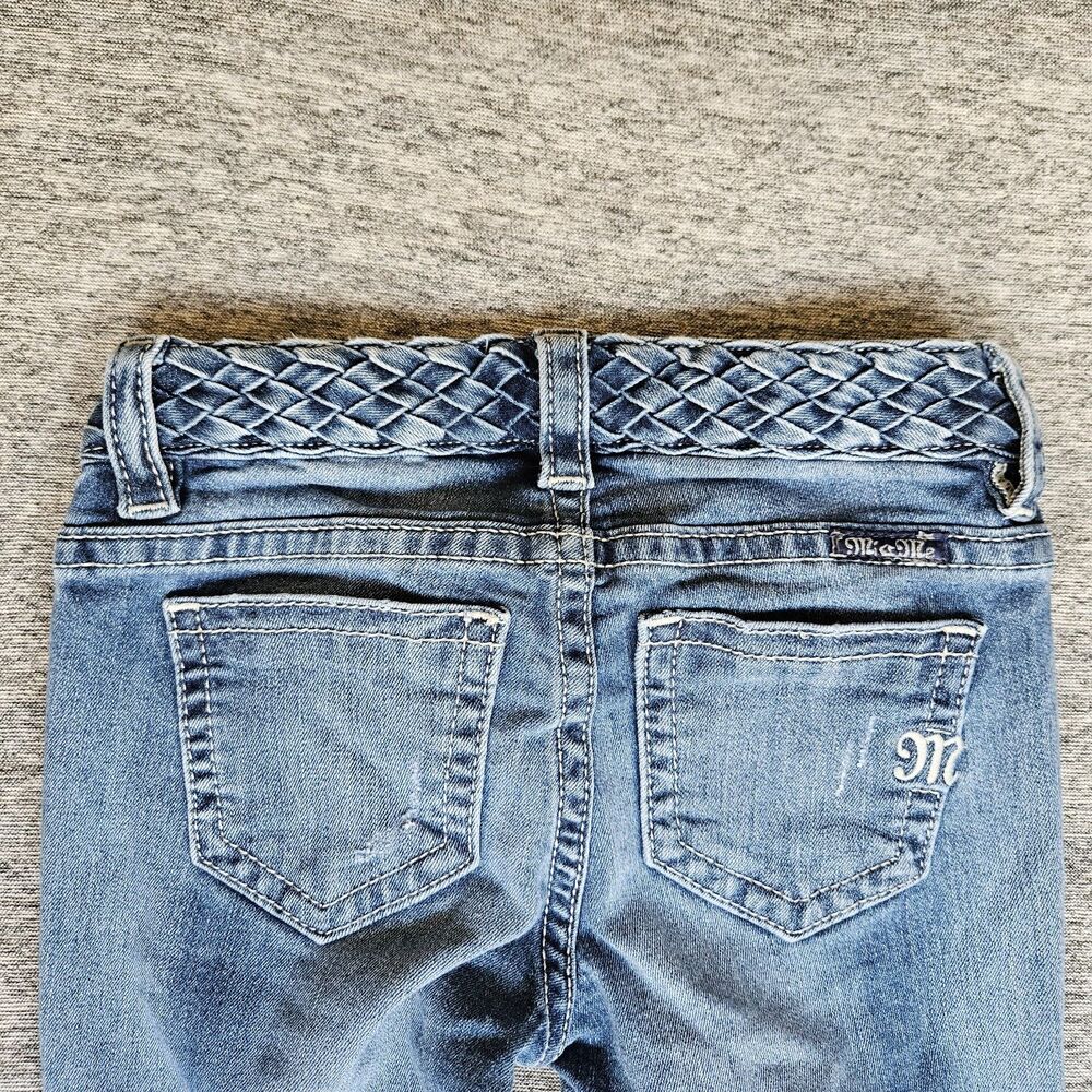Miss Me Girls Bootcut Braided Waist Jeans Size 8 Western Distressed Denim